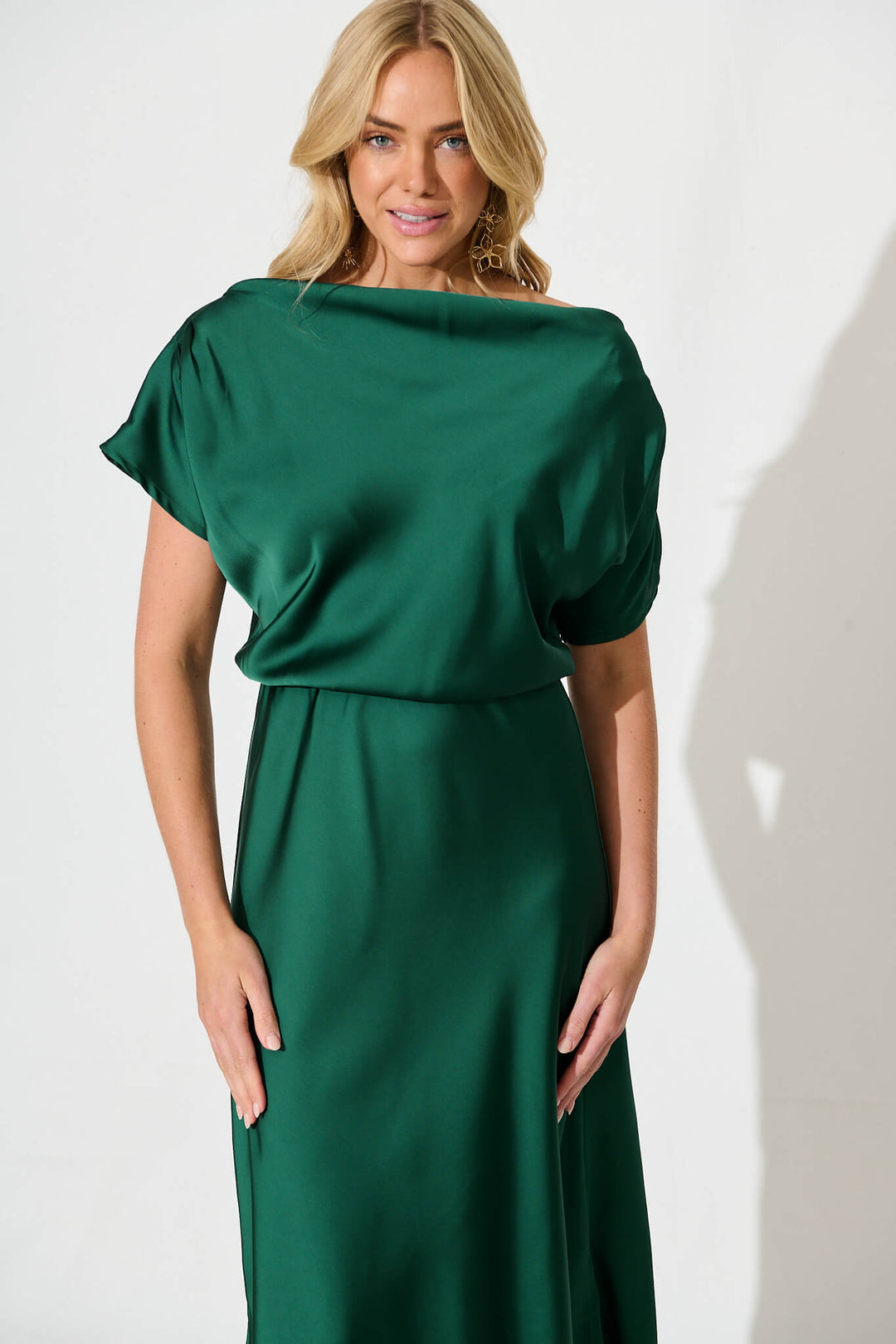 Women’s Asymmetrical Sleeve Side Split Midi Dress