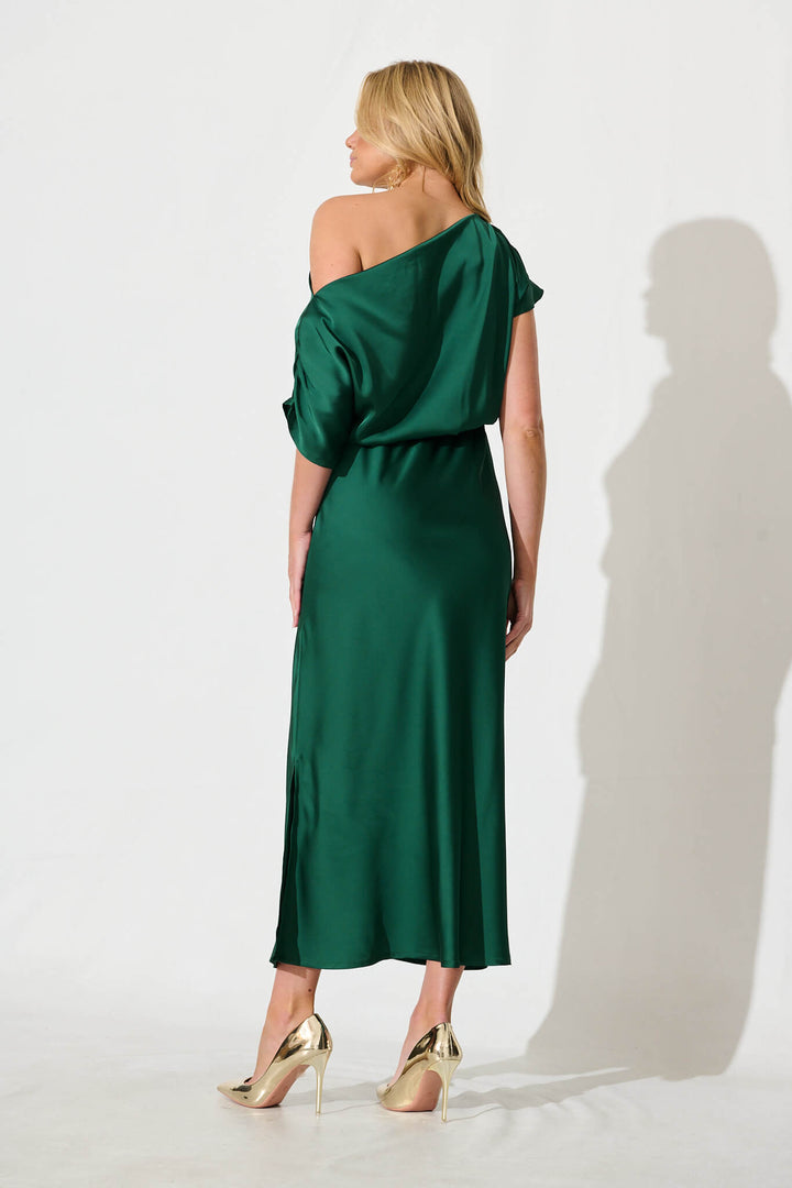 Women’s Asymmetrical Sleeve Side Split Midi Dress