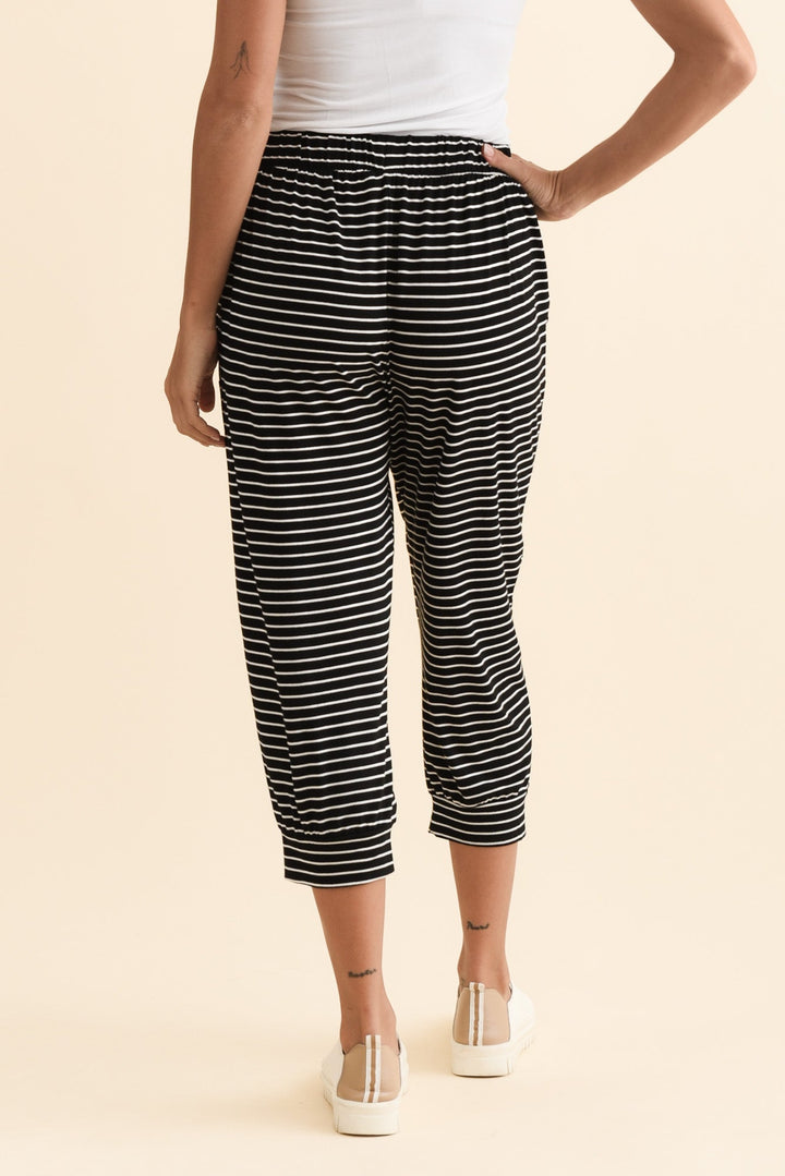 Women’s Black and White Stripe Cropped Pants