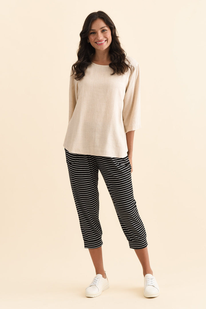 Women’s Black and White Stripe Cropped Pants