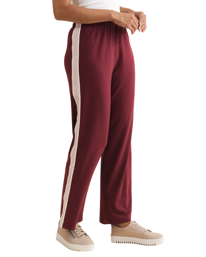 Women’s Burgundy Contrast Side Stripe Pants