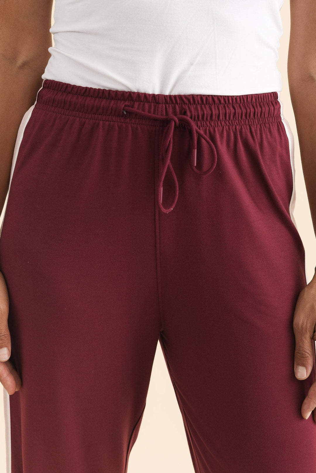 Women’s Burgundy Contrast Side Stripe Pants