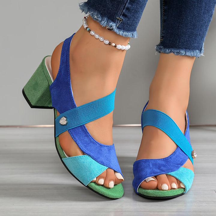 Women's Colour Block Pointed Toe Slip-On Sandals