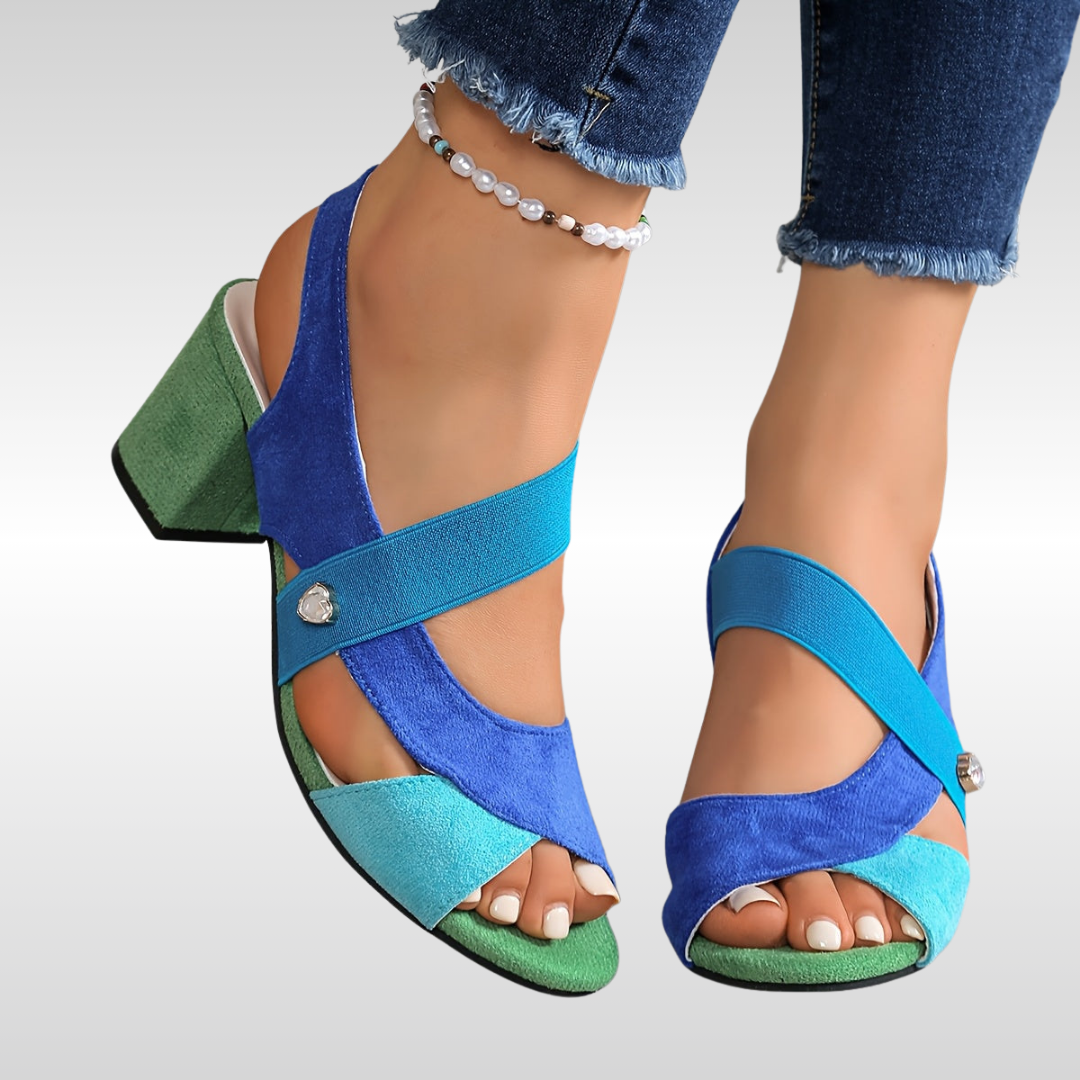 Women's Colour Block Pointed Toe Slip-On Sandals