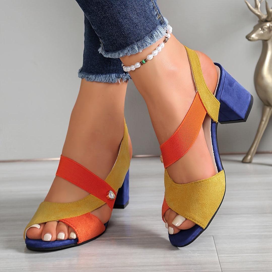 Women's Colour Block Pointed Toe Slip-On Sandals