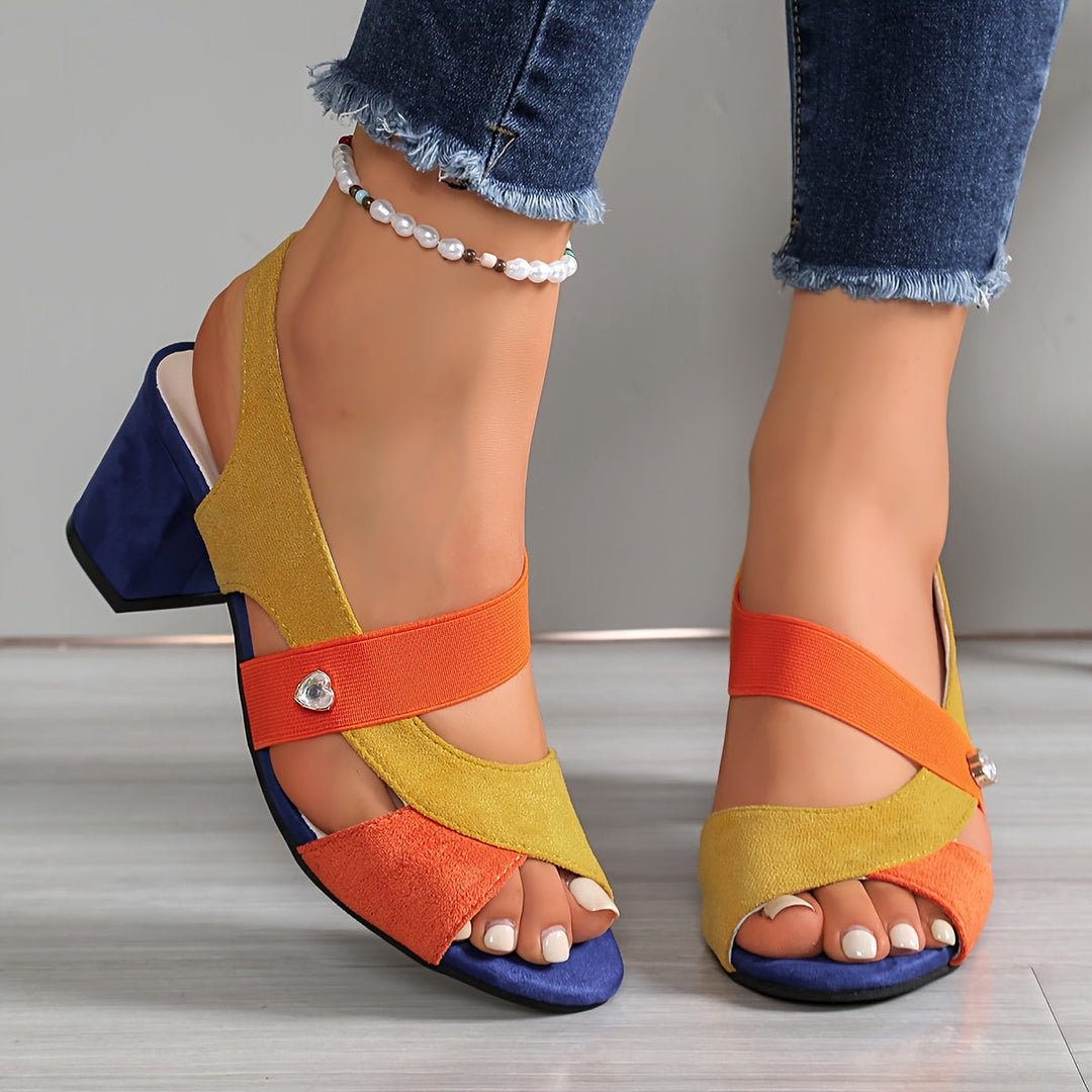 Women's Colour Block Pointed Toe Slip-On Sandals