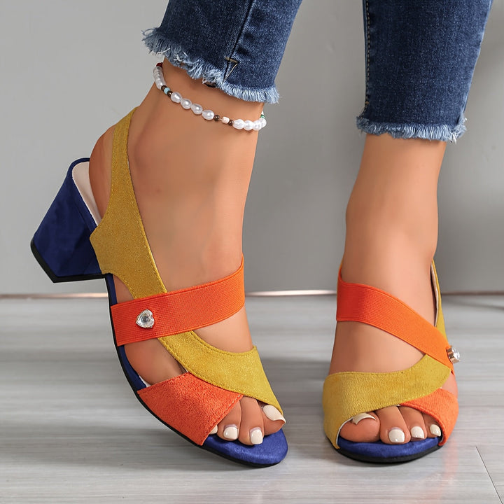 Women's Colour Block Pointed Toe Slip-On Sandals
