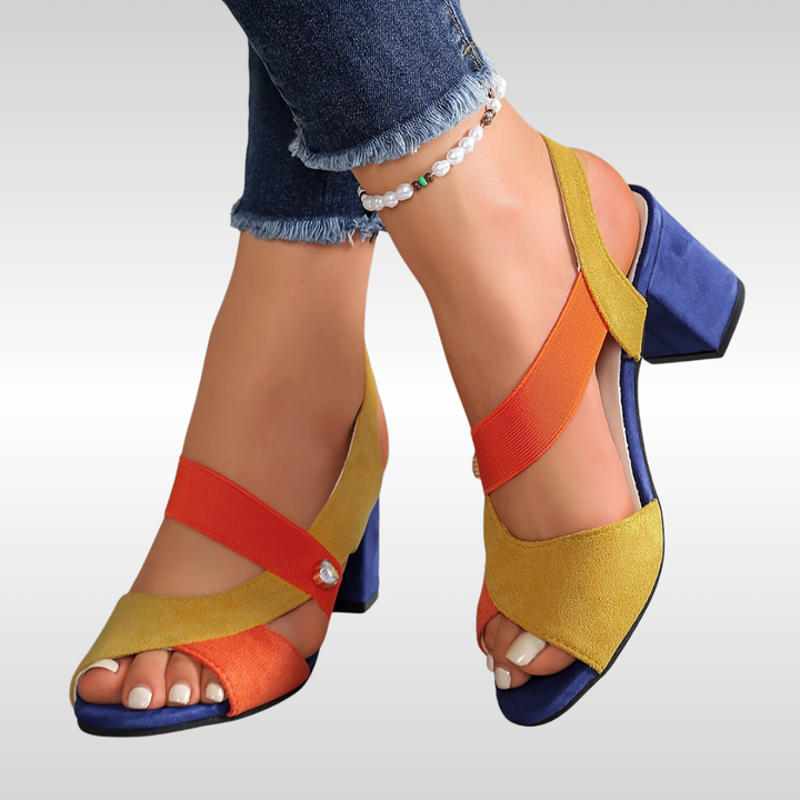 Women's Colour Block Pointed Toe Slip-On Sandals