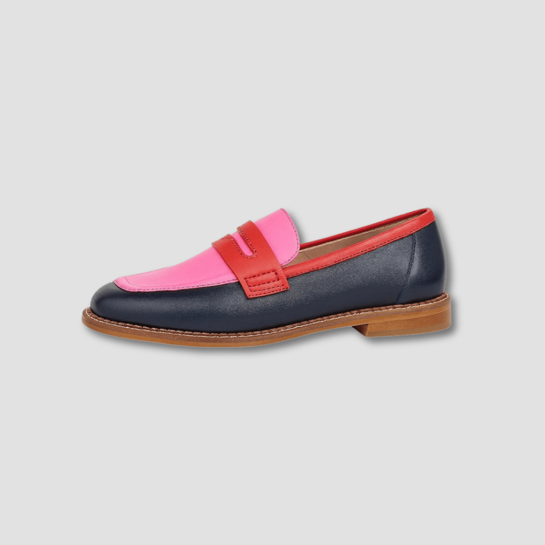 Women's Colour Block Pointed Toe Slip-On Loafers with Stitch Detail