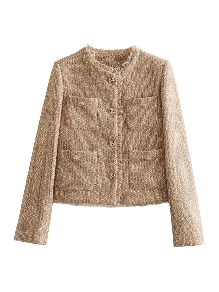 Women’s Cropped Blazer Button Front Jacket