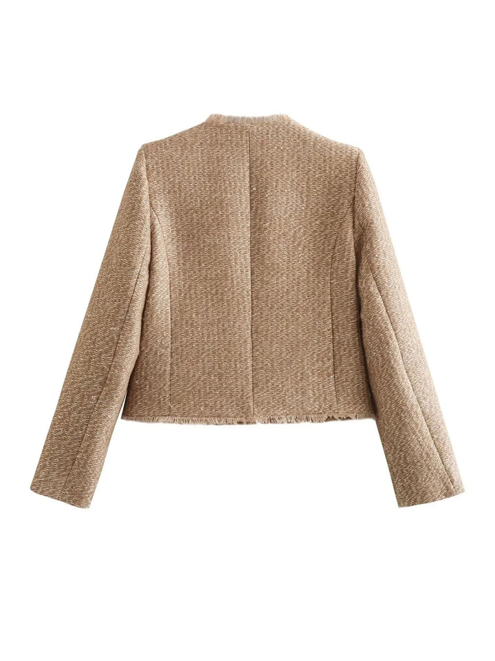 Women’s Cropped Blazer Button Front Jacket