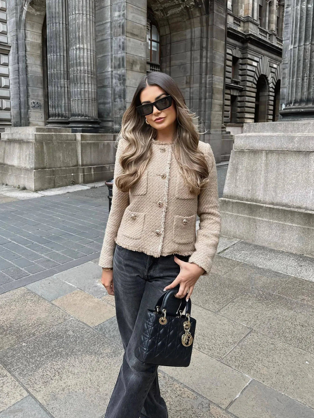 Women’s Cropped Blazer Button Front Jacket