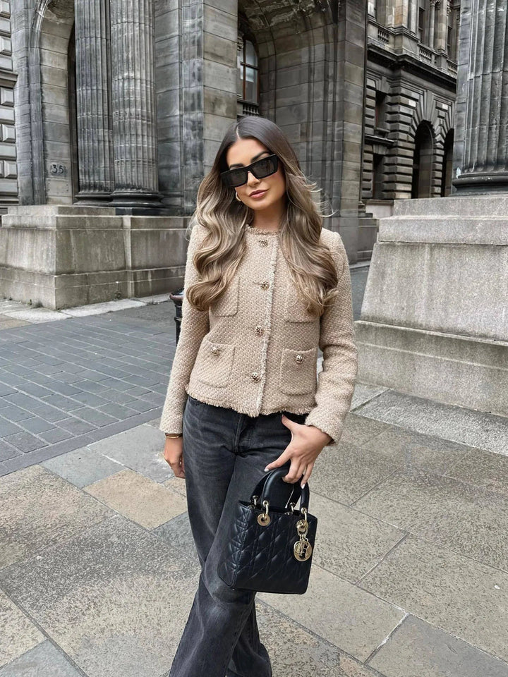Women’s Cropped Blazer Button Front Jacket