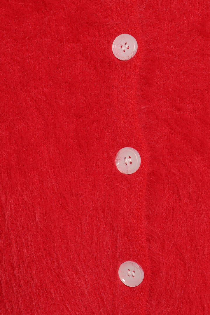 Women’s Cropped Fuzzy Button-Front Cardigan