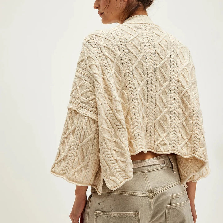 Women’s Cropped Knit Sweater with Crew Neck