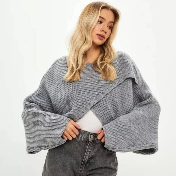 Women’s Cropped Long Sleeve Knit Sweater