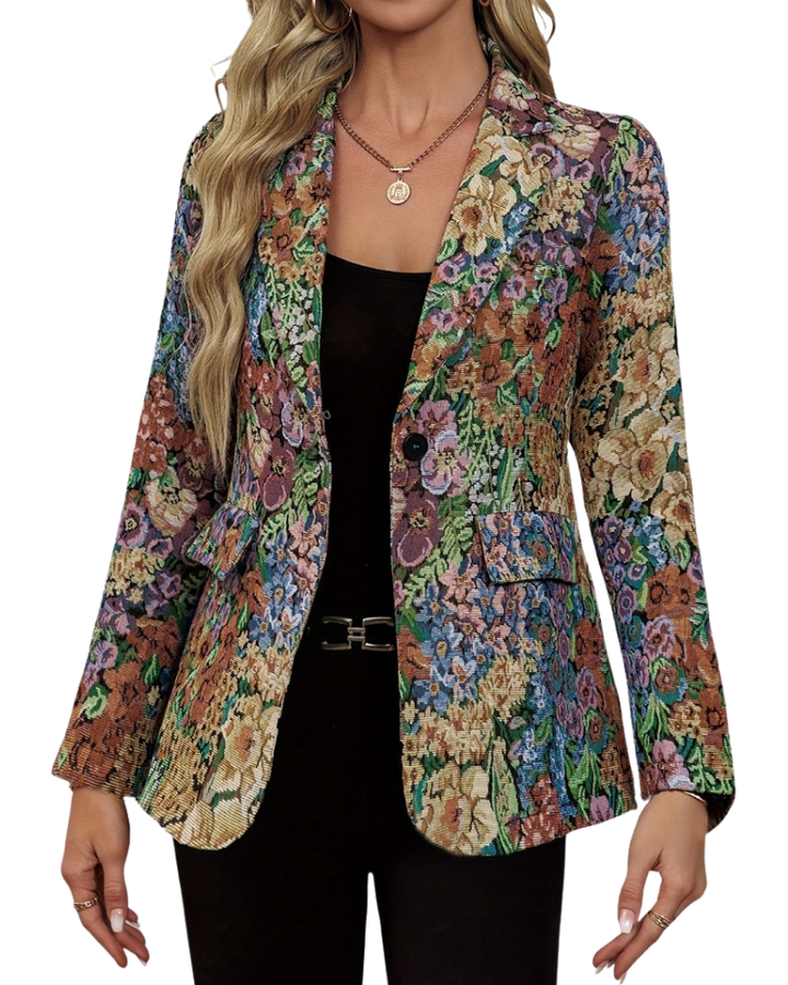 Women’s Floral Pattern Button-Front Blazer