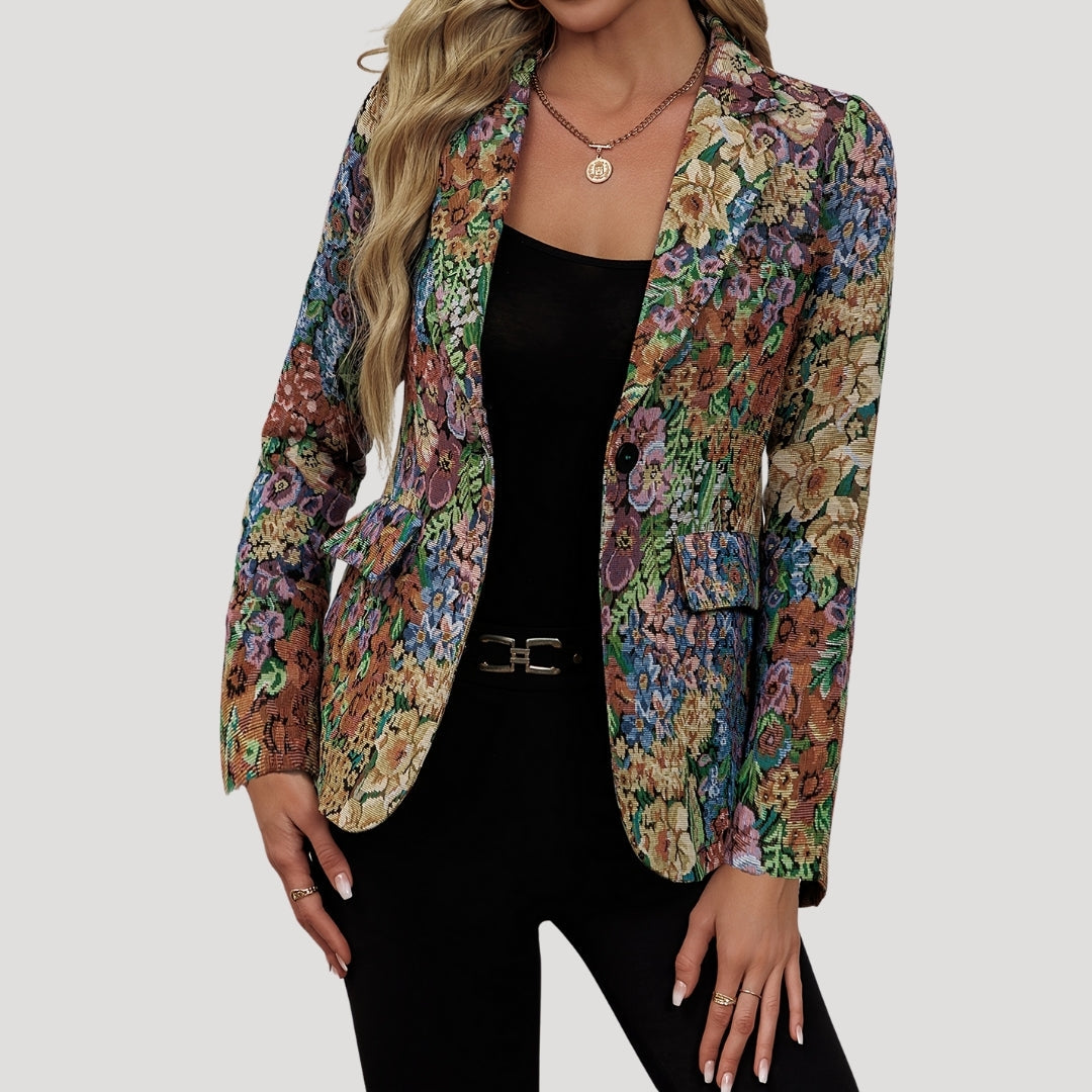 Women’s Floral Pattern Button-Front Blazer