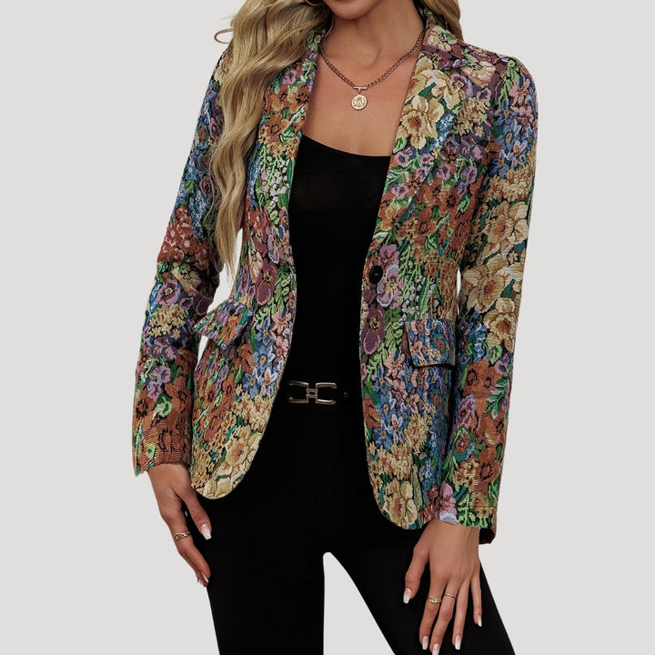 Women’s Floral Pattern Button-Front Blazer
