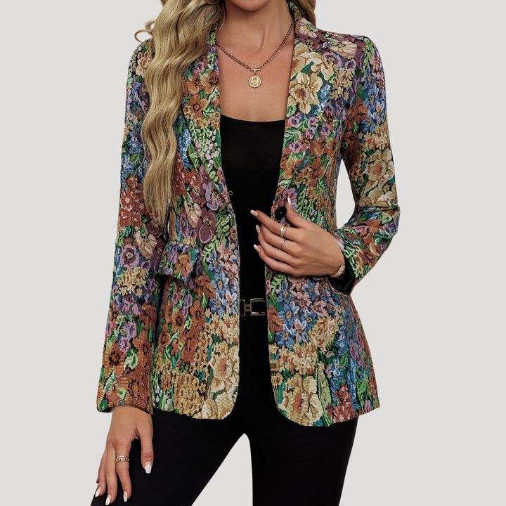 Women’s Floral Pattern Button-Front Blazer