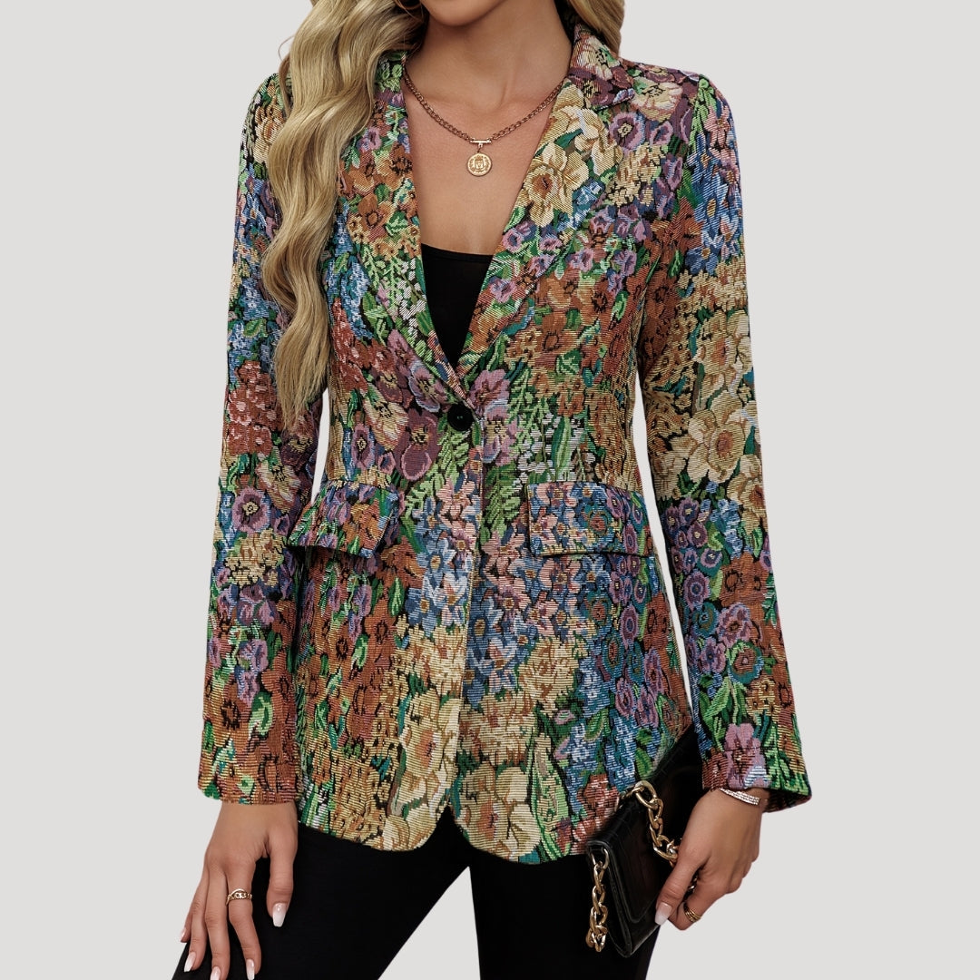Women’s Floral Pattern Button-Front Blazer