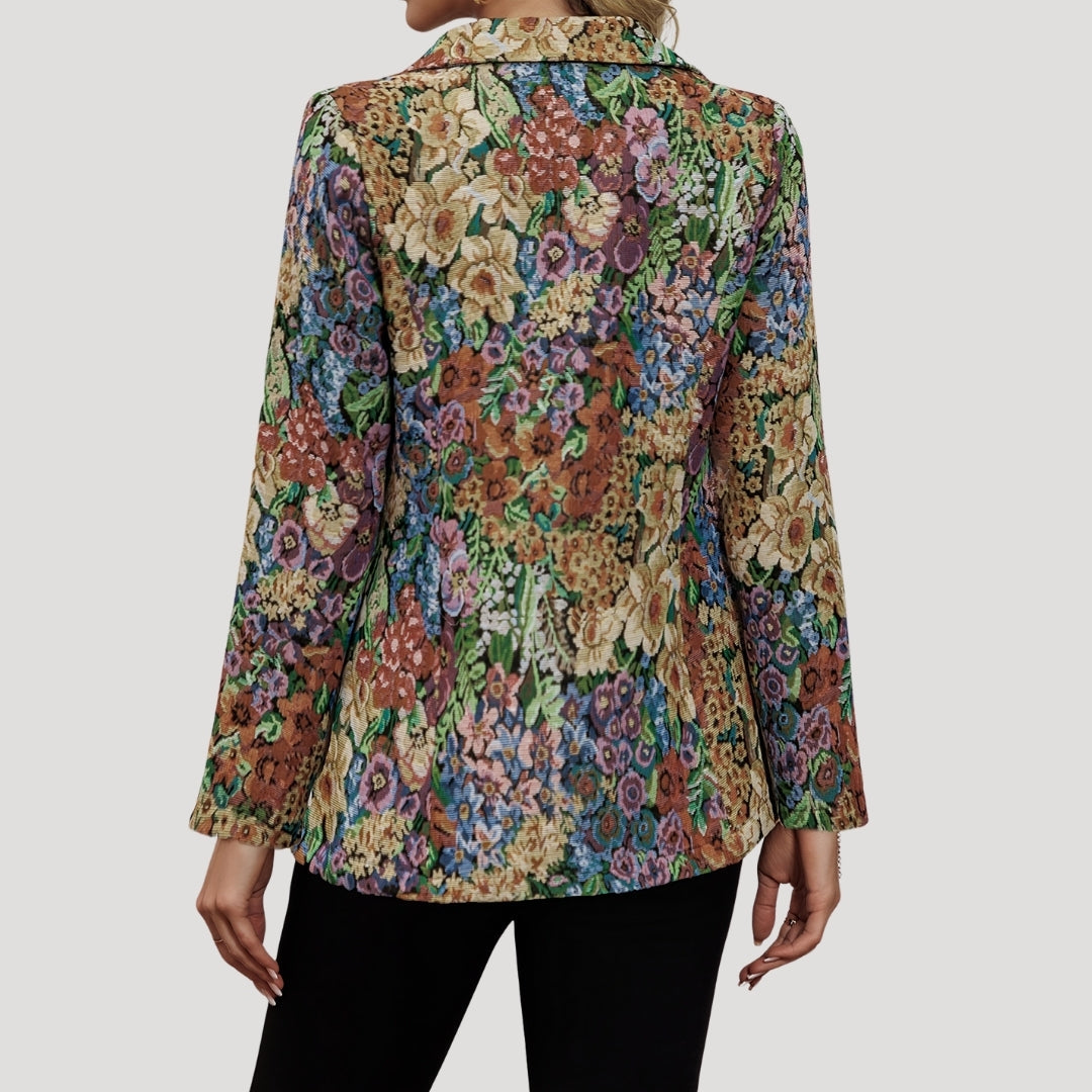 Women’s Floral Pattern Button-Front Blazer