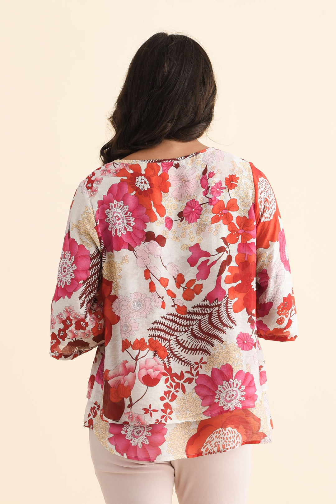 Women’s Floral Print Layered Short Sleeve Top