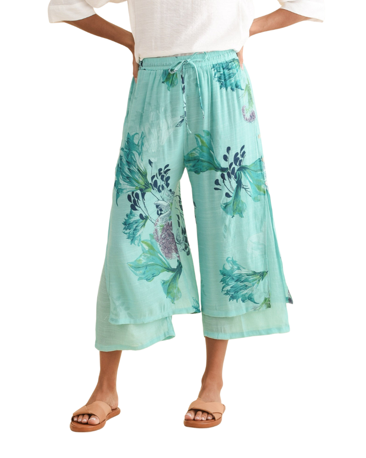 Women’s Floral Print Layered Wide-Leg Summer Pants