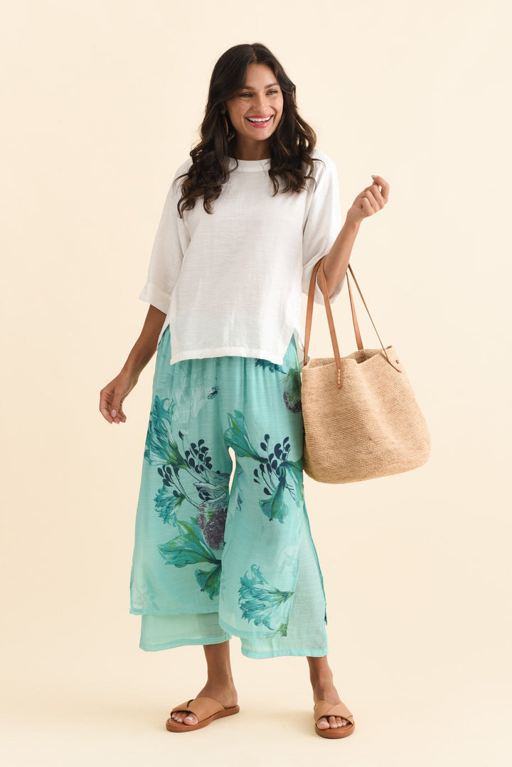 Women’s Floral Print Layered Wide-Leg Summer Pants