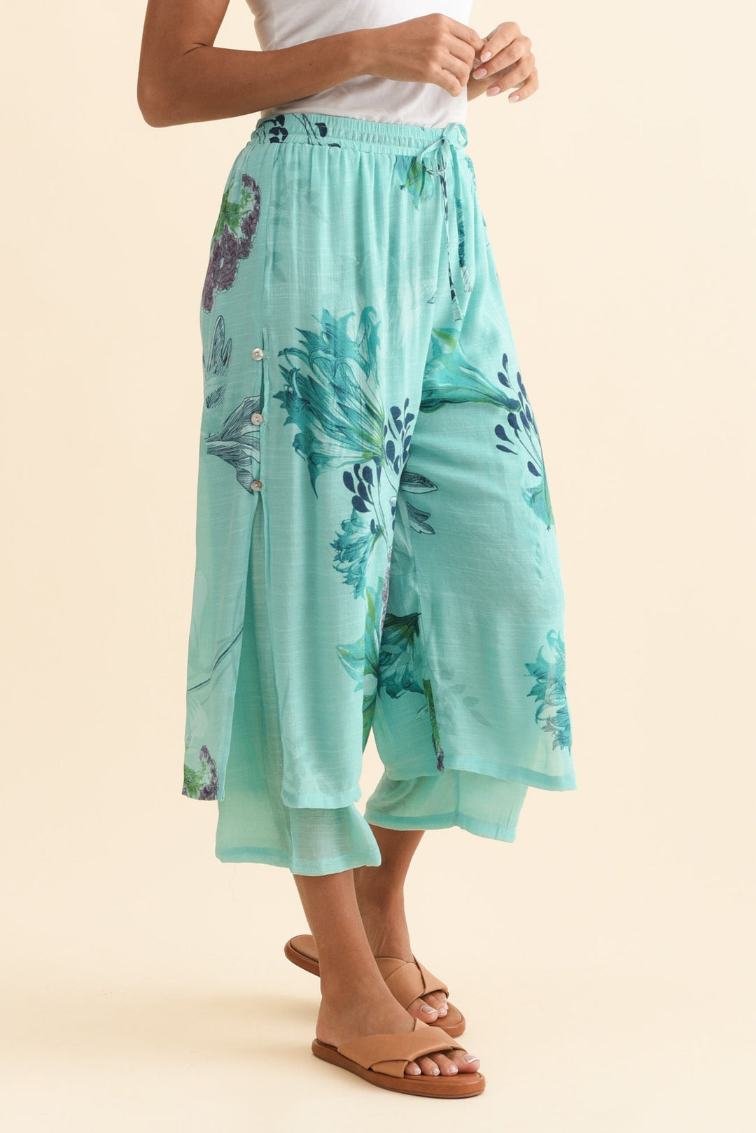 Women’s Floral Print Layered Wide-Leg Summer Pants