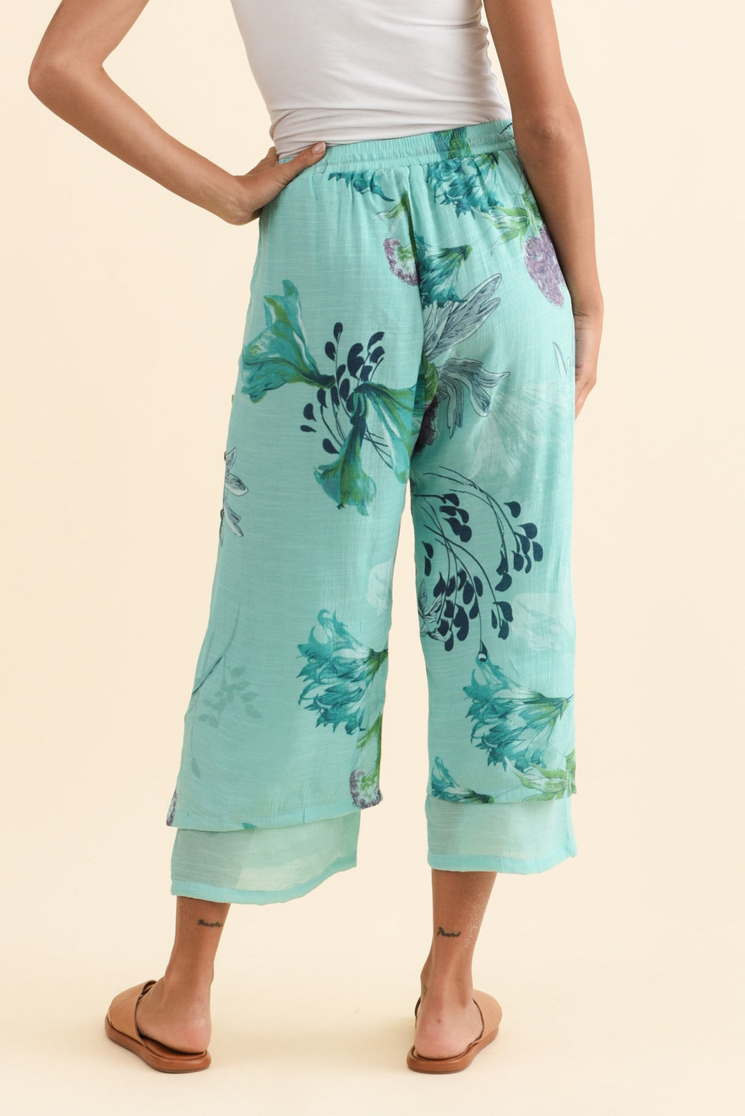 Women’s Floral Print Layered Wide-Leg Summer Pants