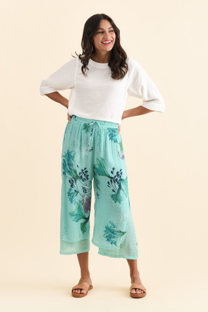 Women’s Floral Print Layered Wide-Leg Summer Pants