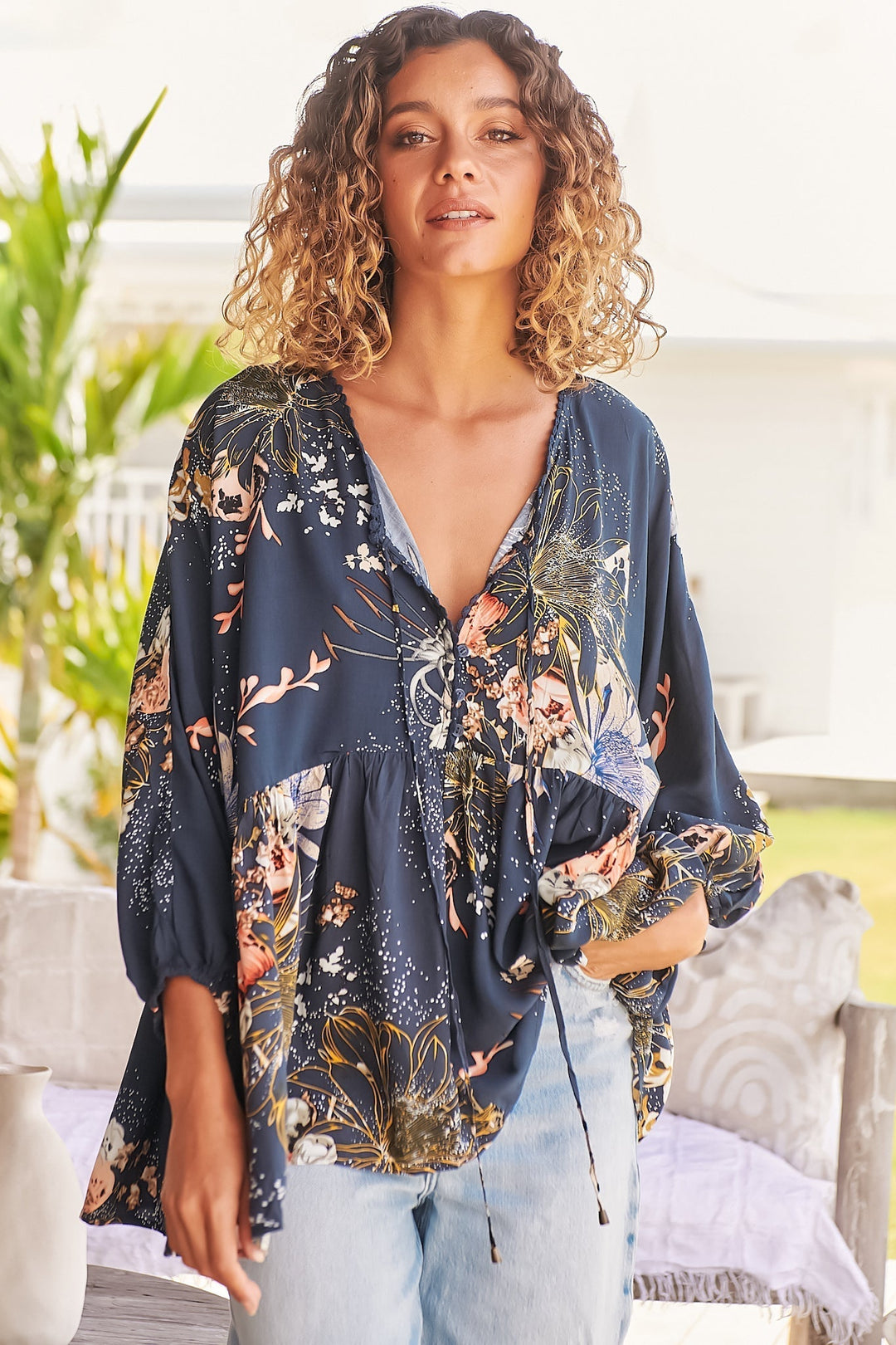 Women's Floral Print Long Sleeve Blouse