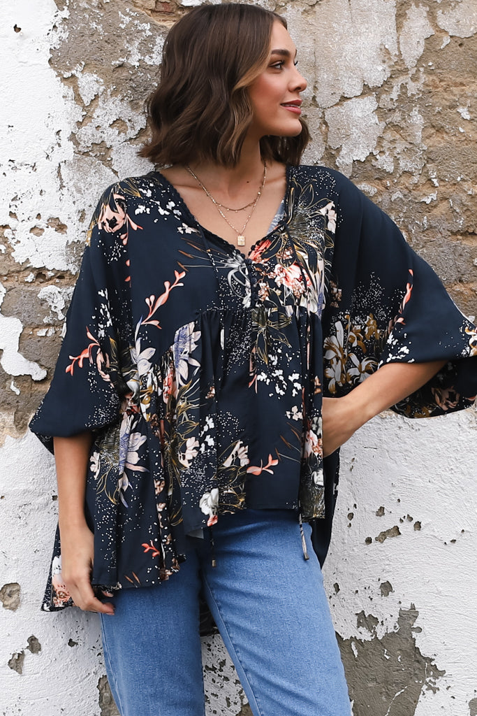 Women's Floral Print Long Sleeve Blouse