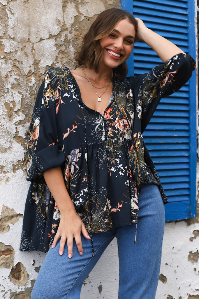 Women's Floral Print Long Sleeve Blouse