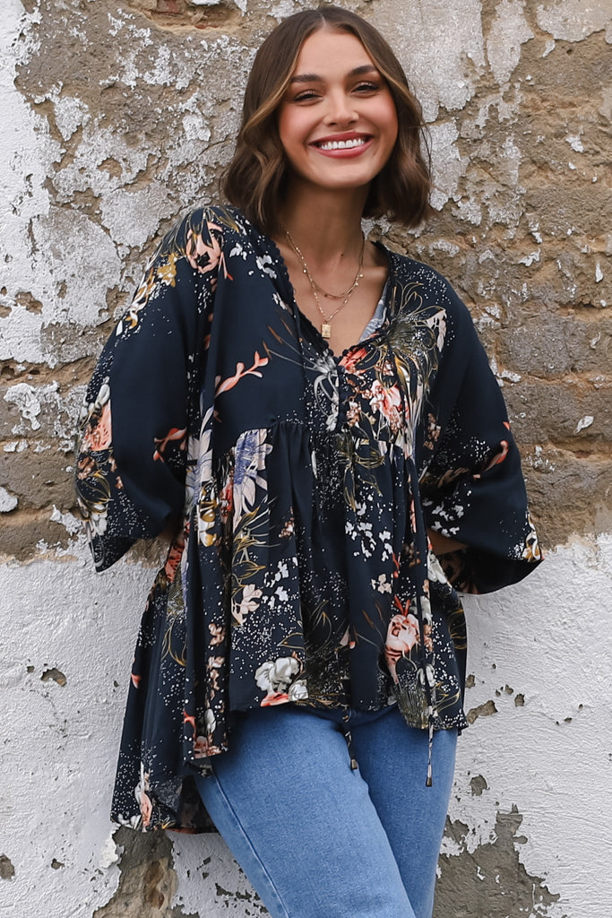 Women's Floral Print Long Sleeve Blouse
