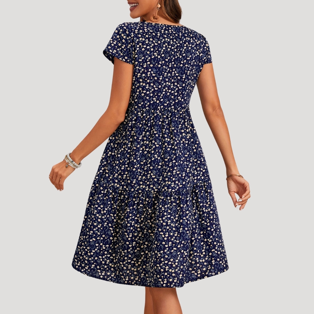Women’s Floral Print Tiered Midi Dress