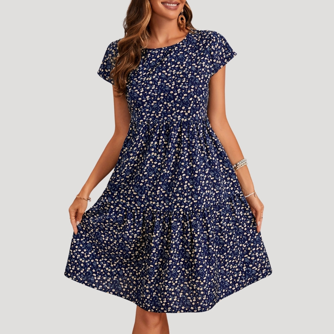 Women’s Floral Print Tiered Midi Dress