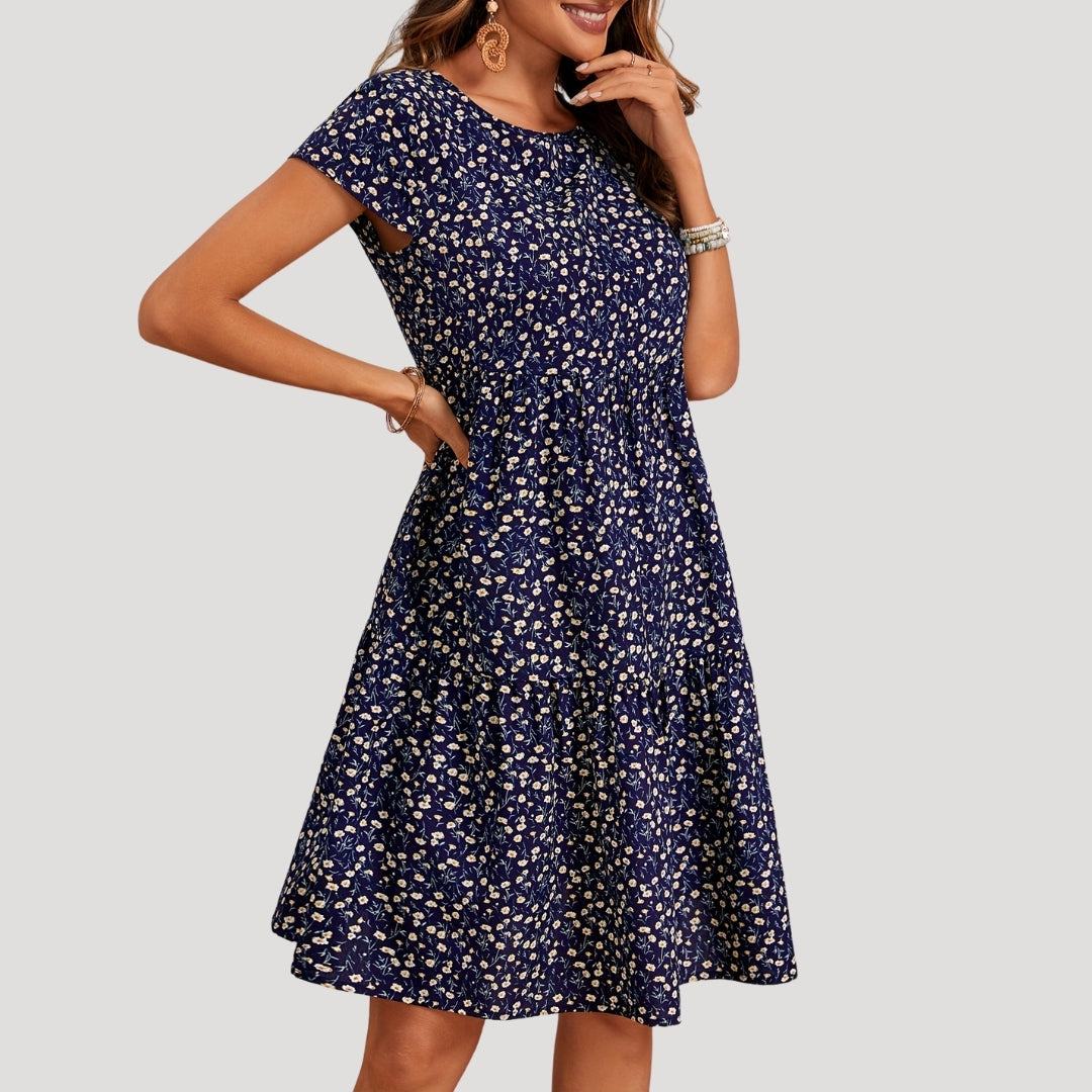 Women’s Floral Print Tiered Midi Dress