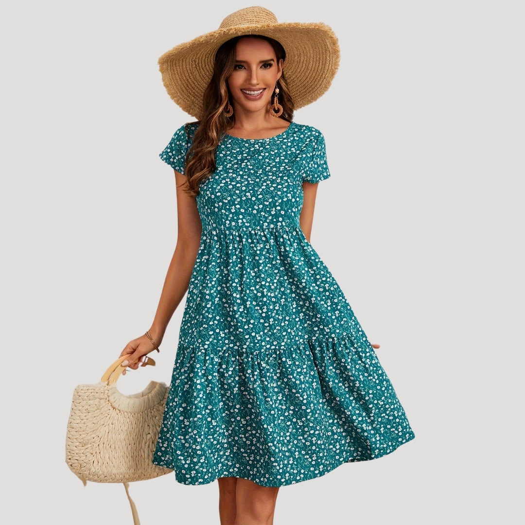 Women’s Floral Print Tiered Midi Dress