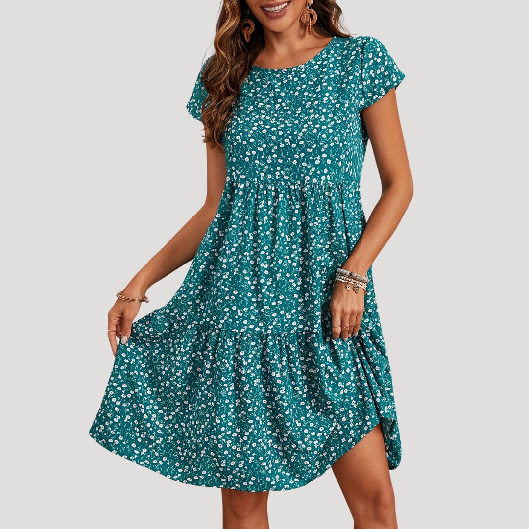 Women’s Floral Print Tiered Midi Dress