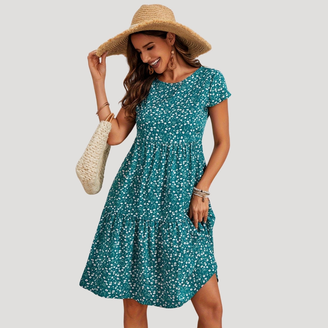 Women’s Floral Print Tiered Midi Dress