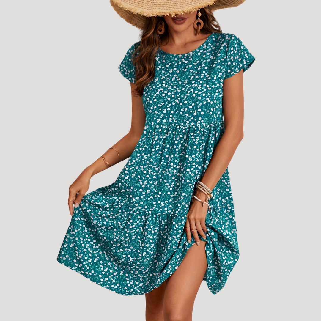 Women’s Floral Print Tiered Midi Dress