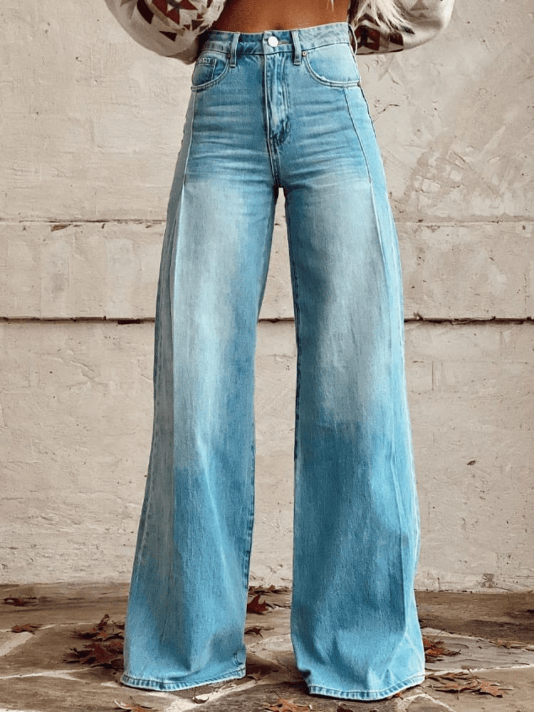Women’s Floral Print Wide Leg Jeans