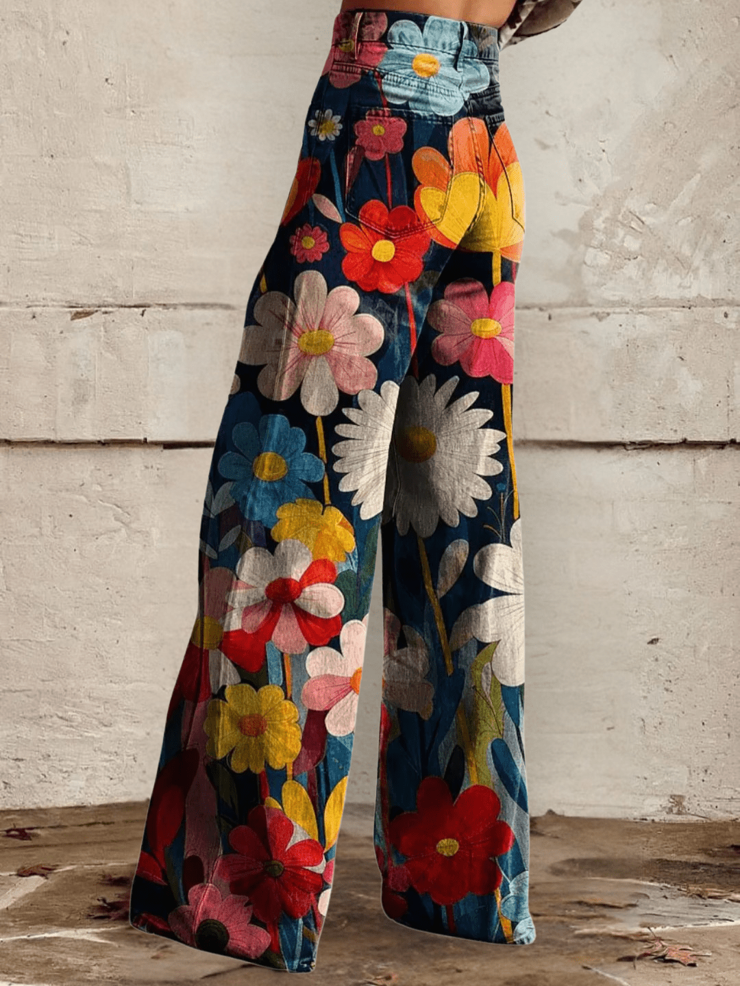 Women’s Floral Print Wide Leg Jeans
