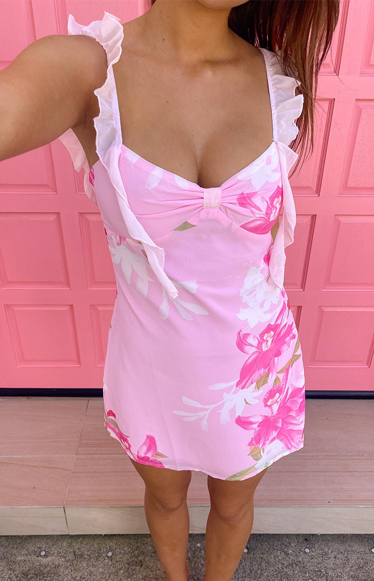 Women’s Floral Ruffle Strap Mini Dress