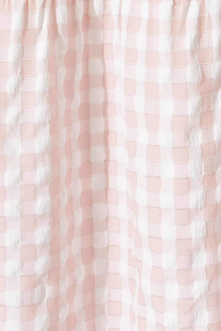 Women’s Checked Tiered Flounce Sleeve Midi Dress