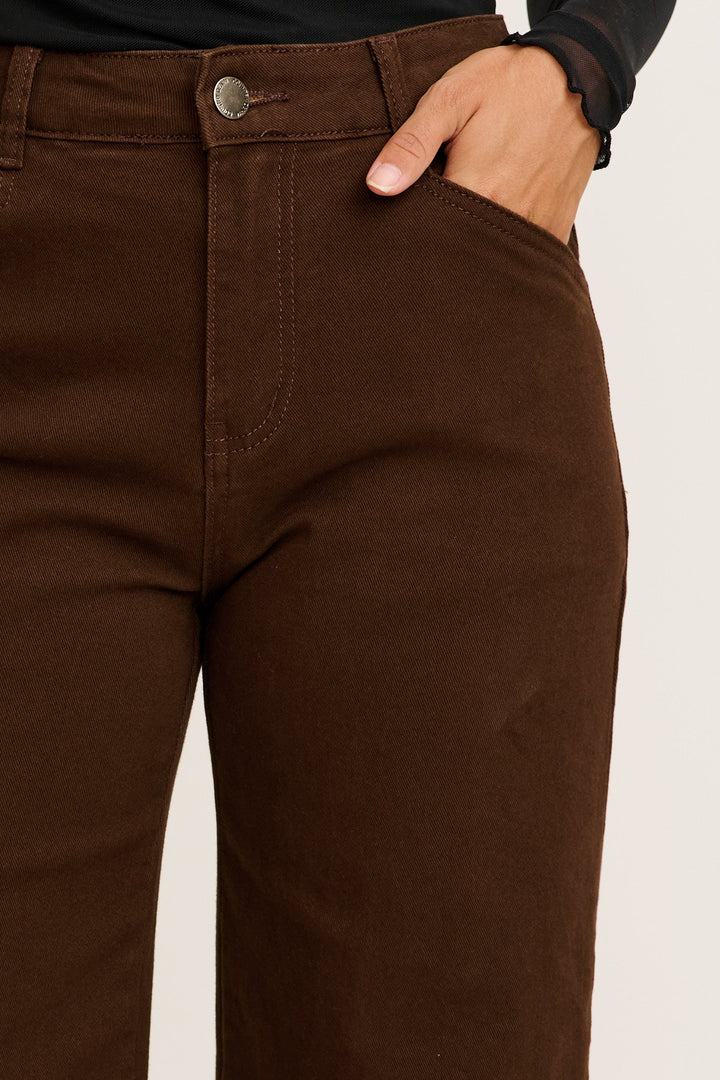 Women's High Rise Wide-Leg Full Length Pants with Seam Detail