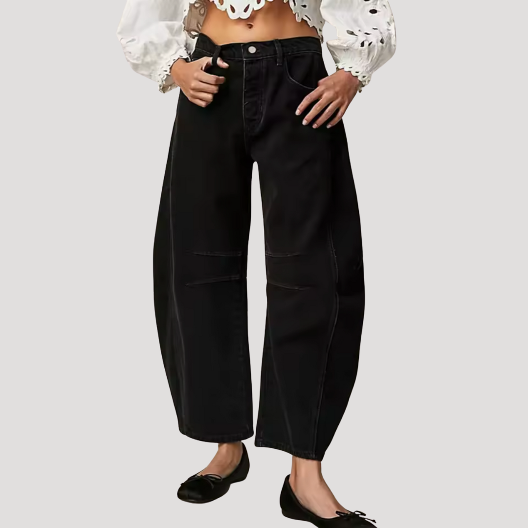 Women’s Leopard Print Barrel Leg Jeans