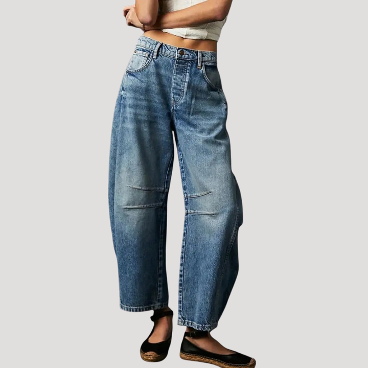 Women’s Leopard Print Barrel Leg Jeans